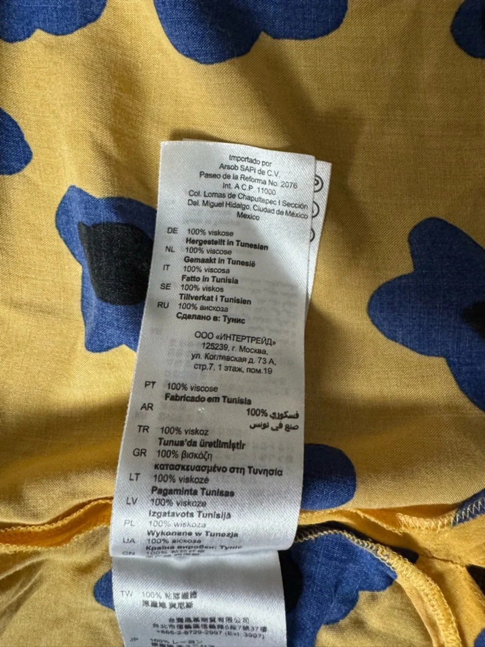 Sandro Paris Men's Yellow Blue Poppies Viscose Button-Up Shirt Size M - Picture 6 of 10